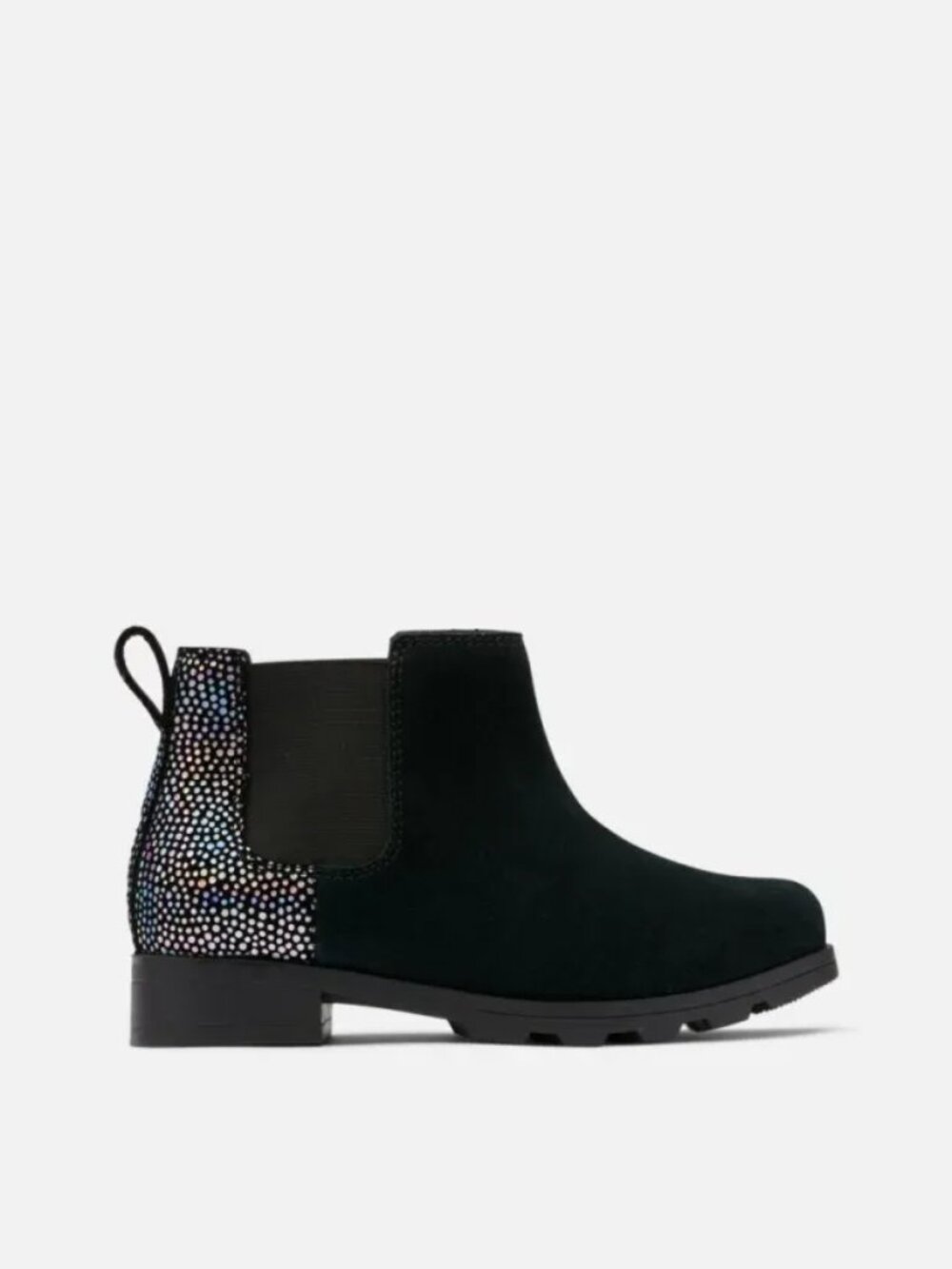 Sorel Women's Black Youth Emelie Sparks Classic Suede Ankle Chelsea Boots Size 5